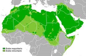 Mapa das nações árabes.